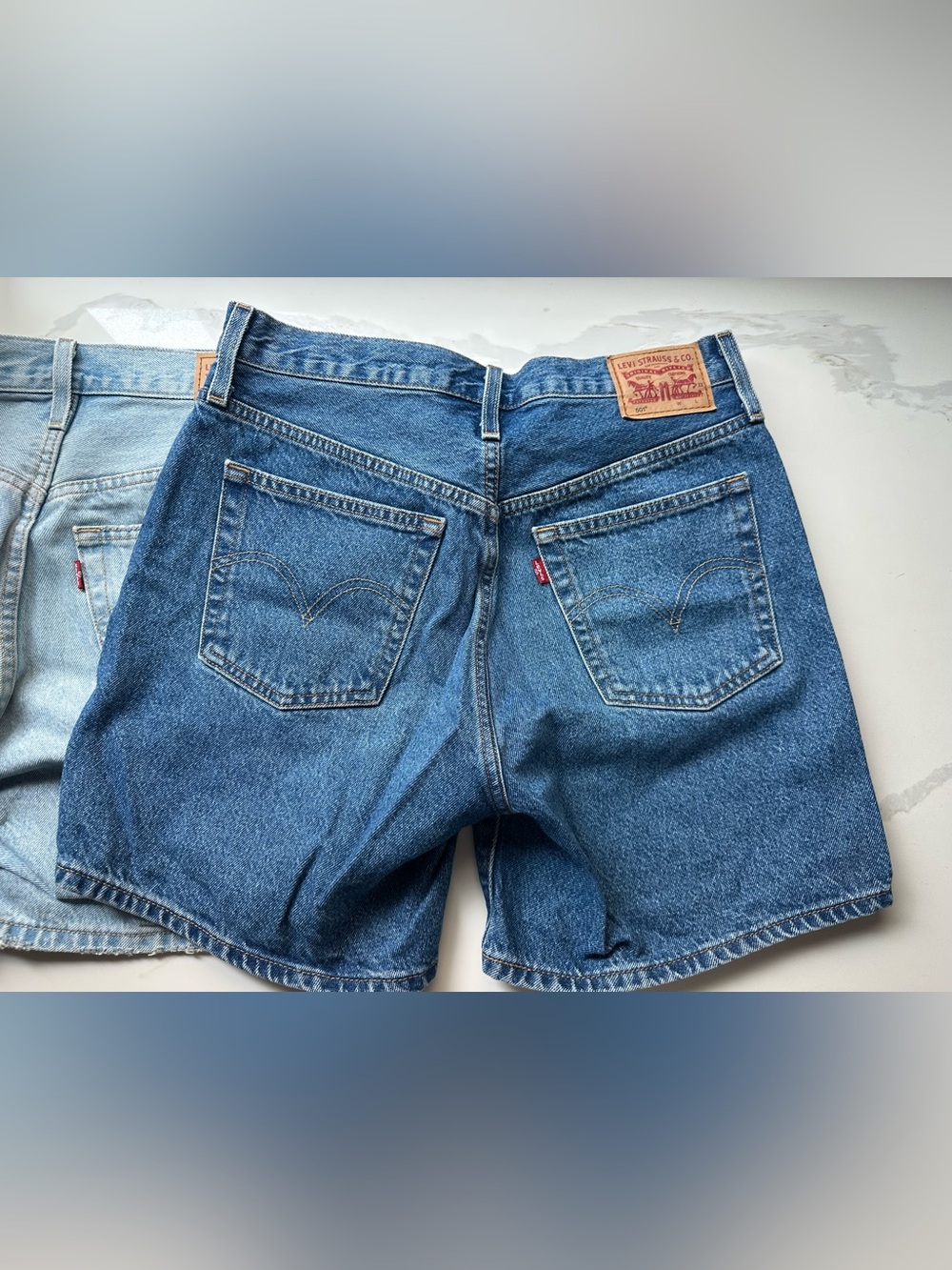 THREE Levi’s Denim Ribcage Shorts Thigh-high - Dark, Light & Mid Wash Size 28 - Picture 4 of 13